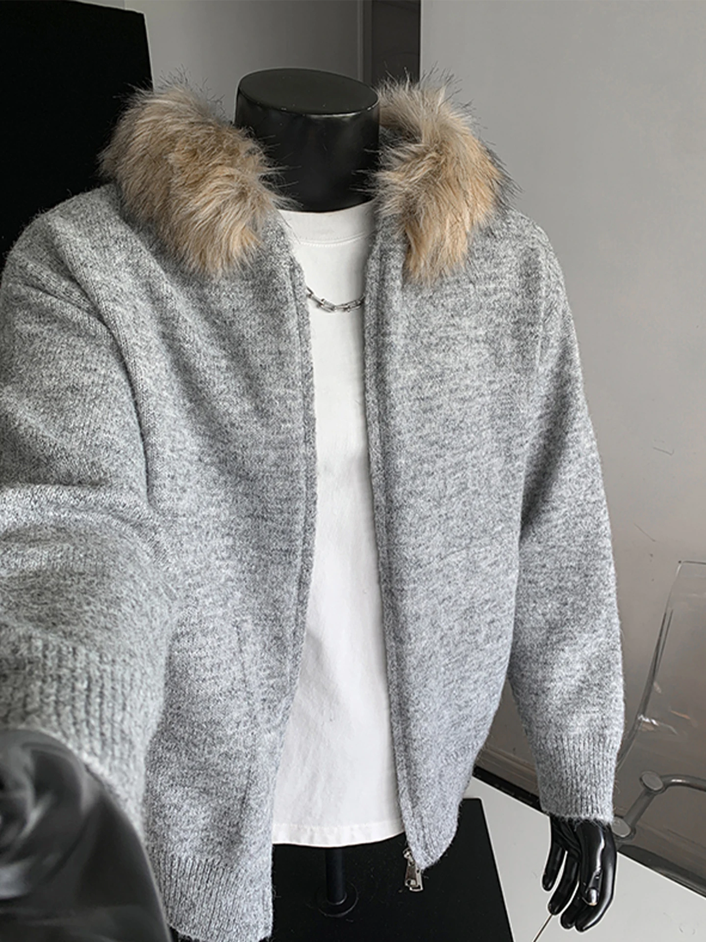 

Открытый кардиган с капюшоном в американском стиле ретро, мужской осенний модный брендовый тяжелый свободный повседневный кардиган Lazy Sle Oversize Jaet