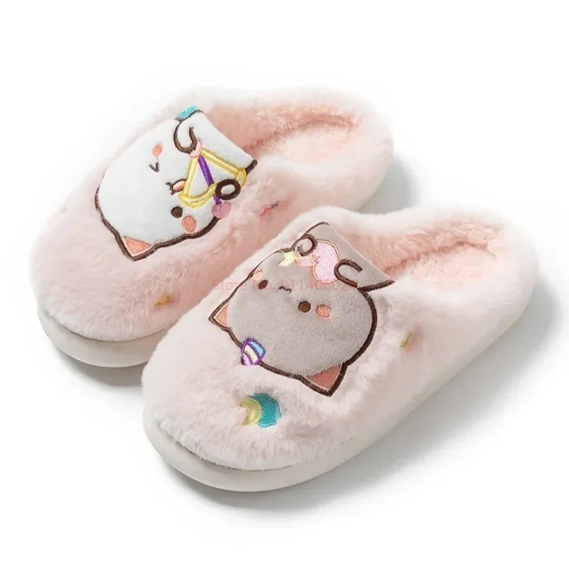 Bubu And Dudu Mitao Cat Kawaii Colour Plush Slipper Winter Girls Warm Home Indoor Anti-slip Thick-soled Sandals Kids Xmas Gift