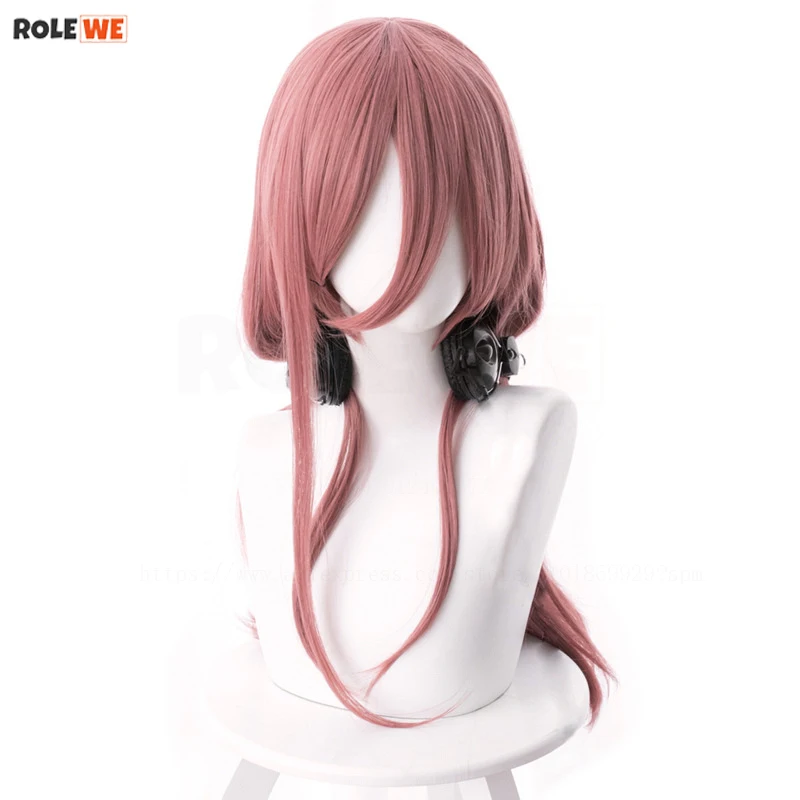 Nakano Miku Cosplay Wig Anime Long Straight Dark Pink With Bangs Heat Resistant Synthetic Hair Party Wigs + Wig Cap