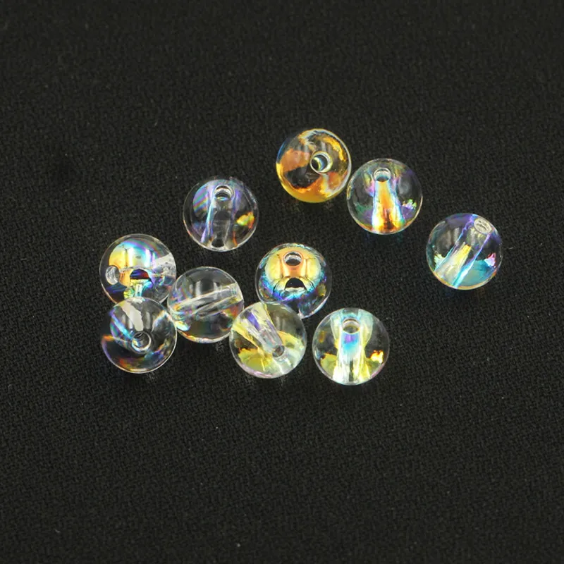 50pcs/ Bag High quality crystal AB color white 6mm/8mm/10mm smooth round bead spacer DIY jewelry making accessories