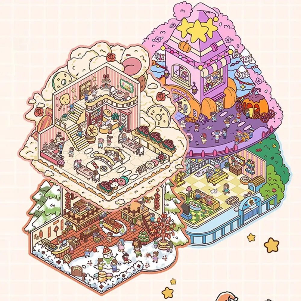 

20 в 1 пейзажная наклейка книга капибара DIY кабина сцена декоративные наклейки мультфильм бесплатная комбинация миниатюрная сцена набор для скрапбукинга