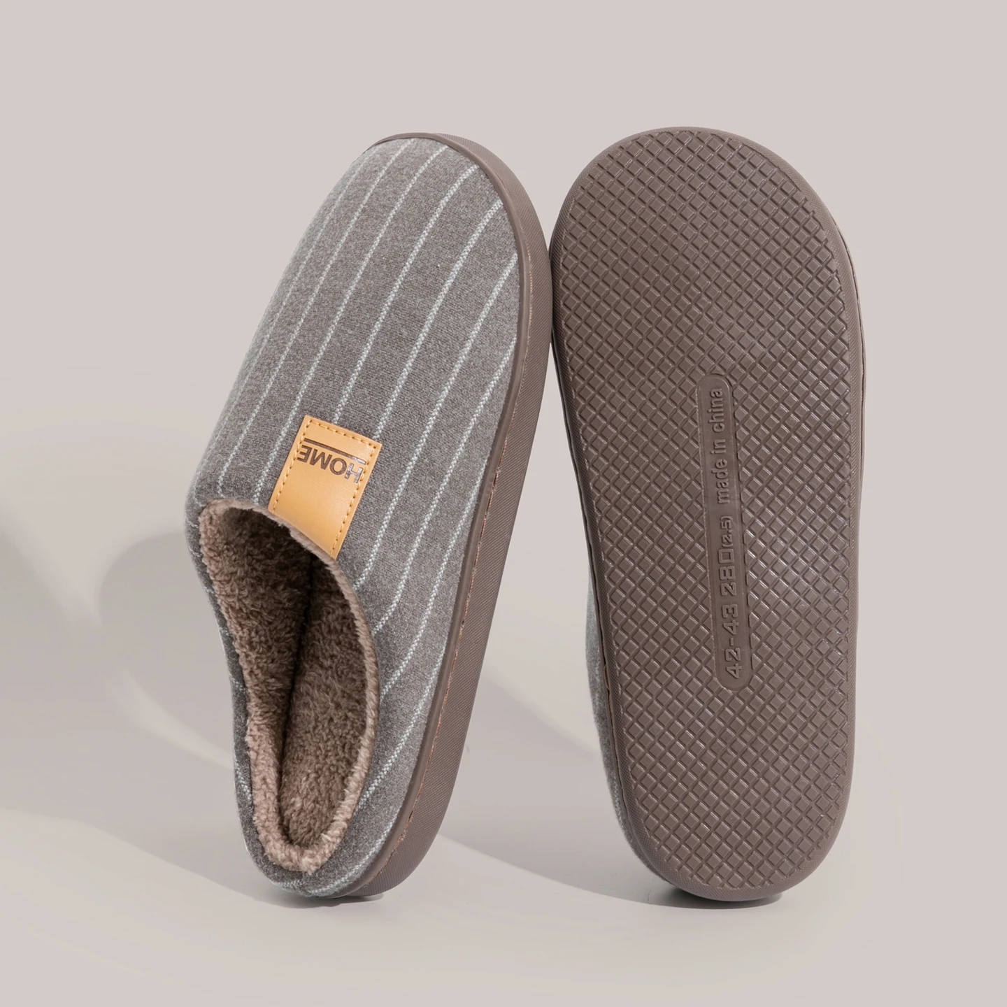 شباشب دافئة للرجال للاستخدام الداخلي، أحذية منزلية للخريف والشتاء غير قابلة للانزلاق مع بطانة ناعمة من القطيفة، مسطحة مريحة للمنزل #3