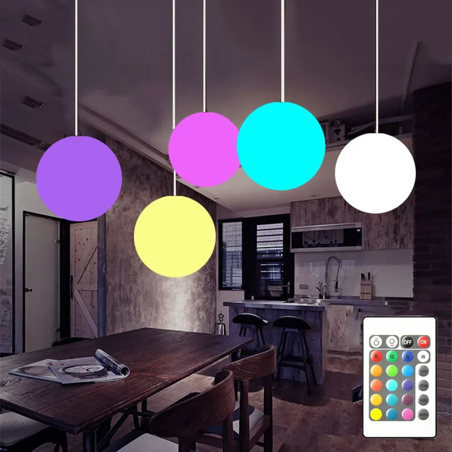

1PC RGBW Globe Ball LED Pendant Light Chandelier Kitchen Island Globe Hanging Lamp Suspension Restaurant Bar Globe Pendant Lamp