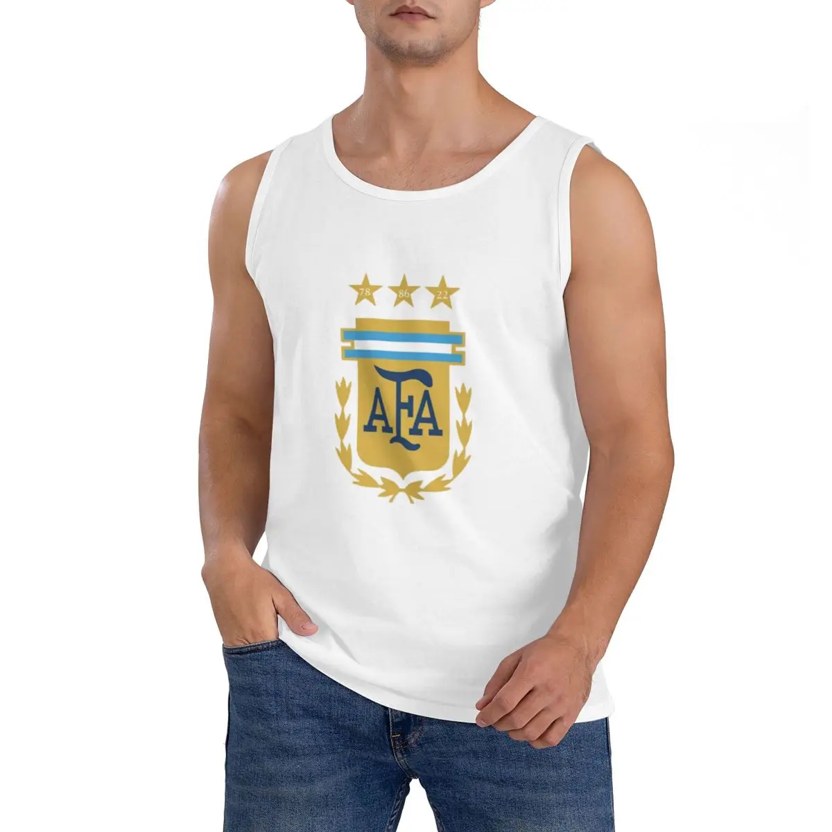 100% Cotton Ushuaia, Argentina Sleeveless T-Shirt Men Workout Sports Clothing Tops Men's Crew Neck Vest