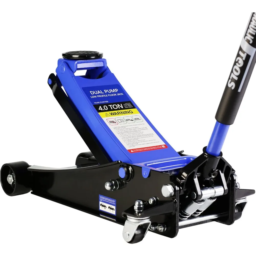 

Floor Jack, 4 Ton Low Profile Floor Jack, Heavy-Duty Steel Racing Hydraulic Floor Car Jack with Dual Piston Quick Lift Pump, Flo