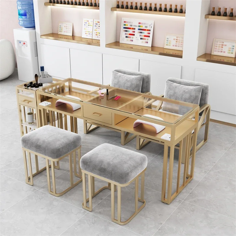 

Light Luxury Manicure Table High Quality Aesthetic Designer Accessories Mesa Nail Desk Reception Easy Clean Nageltisch Furniture