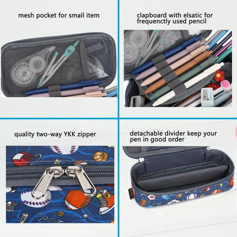 FlowFly Large Capacity Pencil Case for Boys Girls Zippered Multi-Functional Pen Pouch Soft Portable Pencil Bag for School Teens