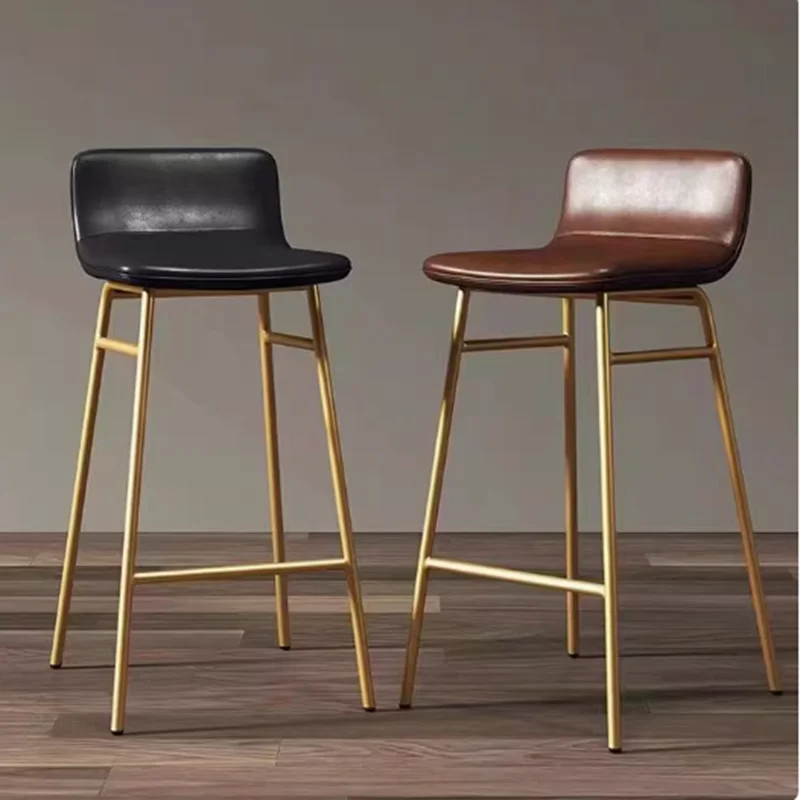 

Brown Back Bar Stool Black Gold Metal Nordic Modern Design Bar Stools Kitchen White Unique Taburetes Para Barra Furniture Luxury
