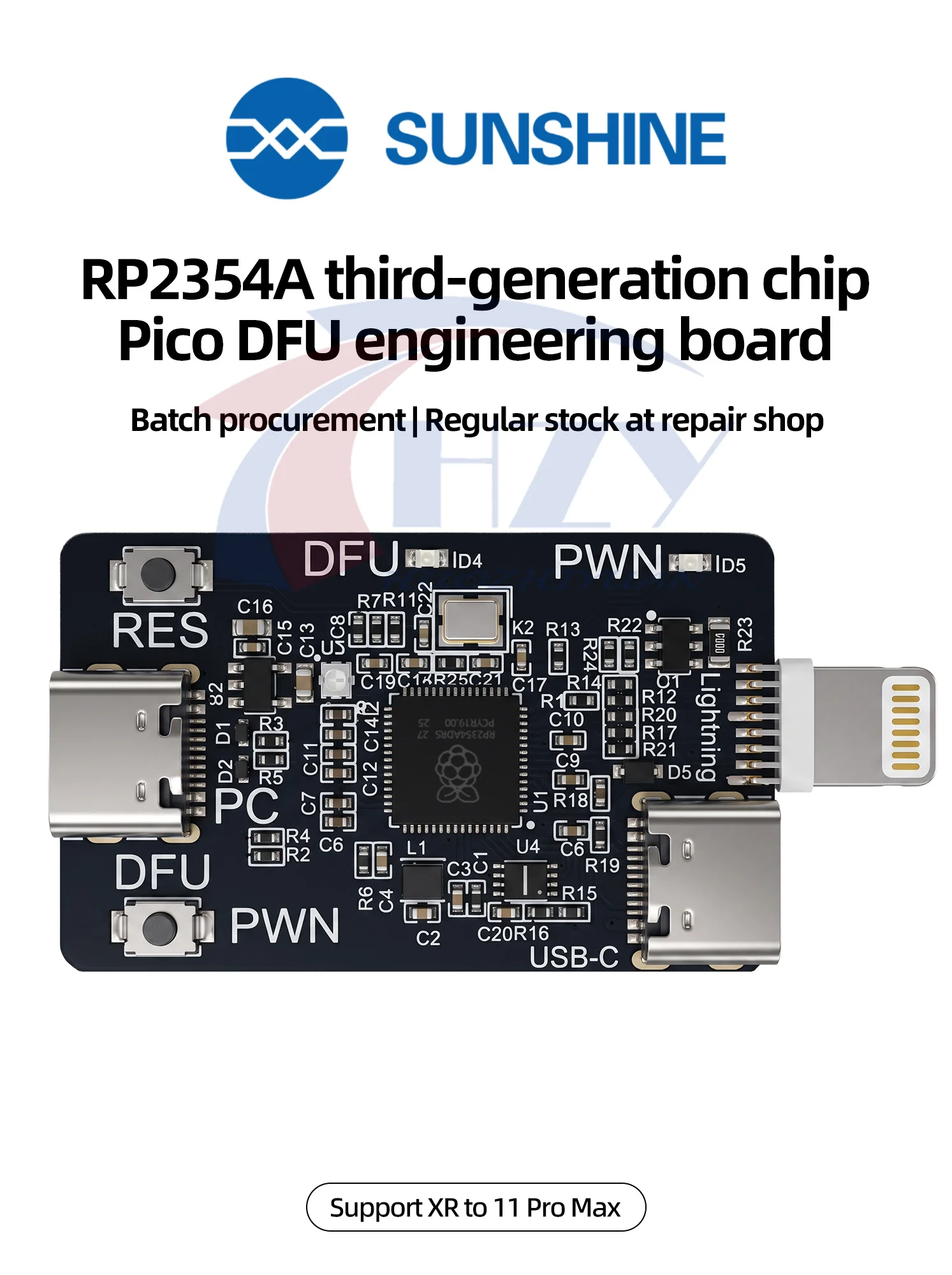 SUNSHINE RP2354A THIRD-GENERATION CHIPPICO DFU ENGINEERING BOARD Box One Click DFU Data/ Restart AUTOMATIC DFU ENTRY/ PWN MODE
