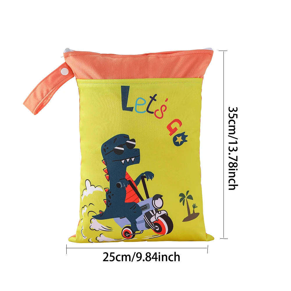 BIAI 25*35cm Wet Storage Bag Washable Diaper Nappy Bag Waterproof Beach Bag Double Pocket with Zippers Travel Makeup Storage Bag