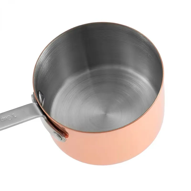 Measuring Cup Metal 304 Stainless Steel Thickened Long Handle Baking Measuring Spoon Copper Jigger Kitchen Accessories