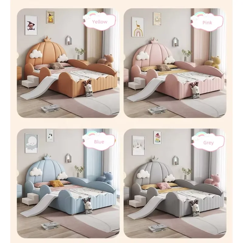 Cama infantil multifuncional de madeira de pinho branco, cama infantil de madeira maciça de pinho