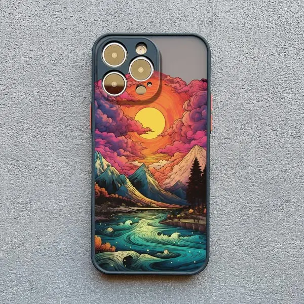 Sonnenaufgangslandschaft Handyhülle für iPhone 17 15 14 Plus Pro Max 16 13 12 11 Pro Max Mini XR X XS Plus Wunderschöne Mountain River Cover – Detail 3