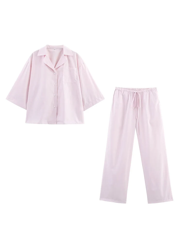 

2025 Women Summer 2-Pieces Sets Casual Sweet Solid Shirts Tops and Trousers Female Elegant Street Two Suits Clothing