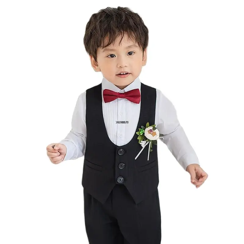 

Little Boys Birthday Tuxedo Party Dress Children Formal Wedding Suit Kids Vest Pants Party Photograph Set Child Dance Costume