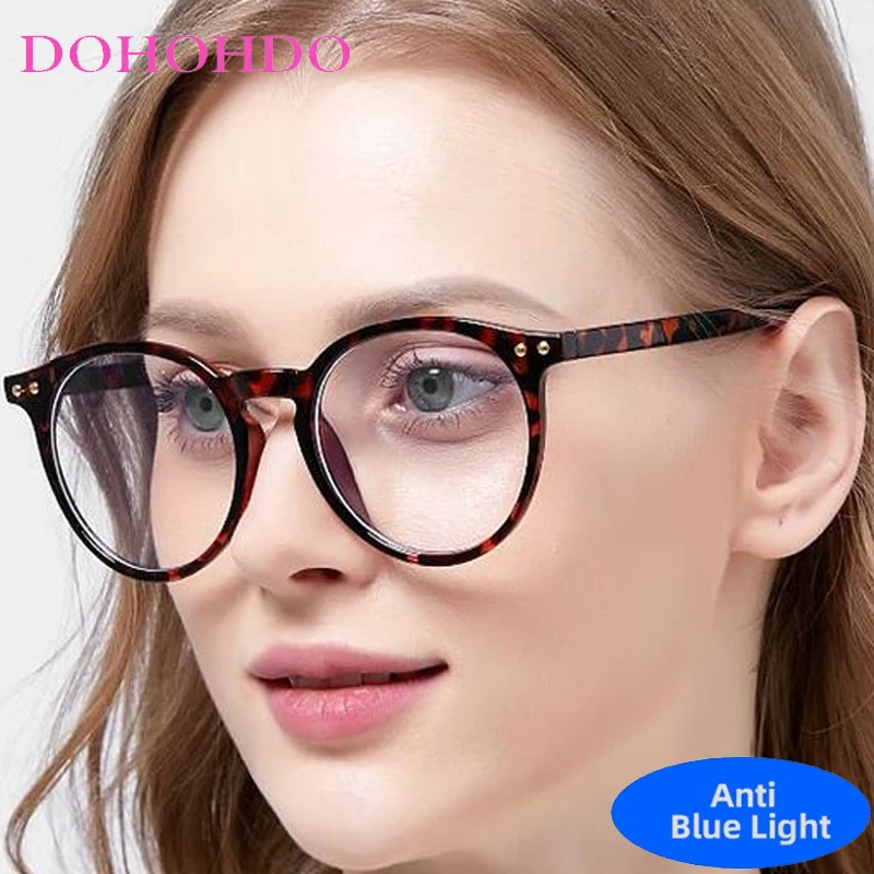 

Round Frame Rivets Decoration Anti Blue Ray Glasses Women Fashion Luxury Designers Computer Play Games Eye Protection Eyewear