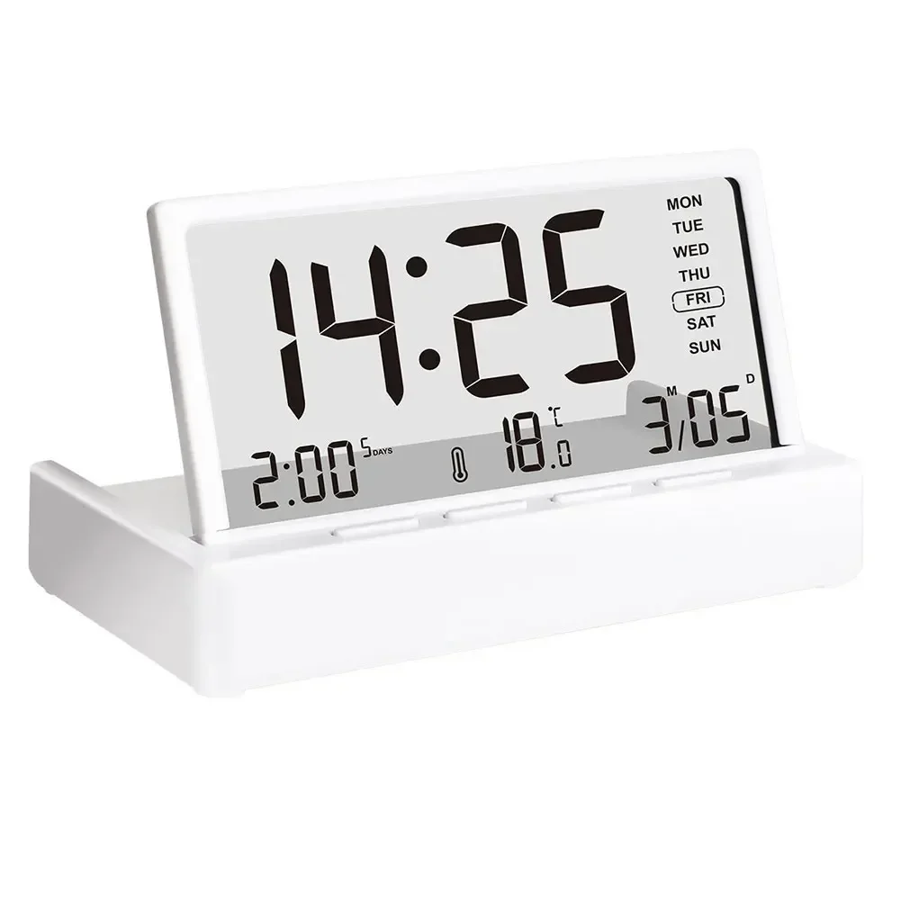 LCD Electronic Alarm Clock With Temperature Date Week Display Desktop Portable  Digital Alarm Clock Temperature Date