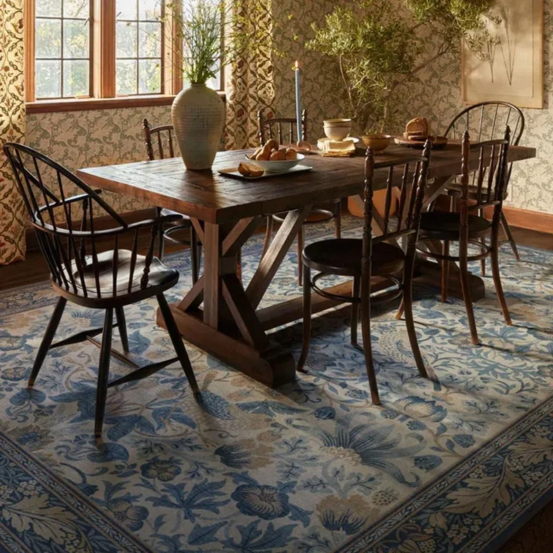 

Carpet for Living Room Machine Washable Non-slip Floor Mat Home Decoration Large Size Vintage Floral Rug Soft Comfortable Rugs