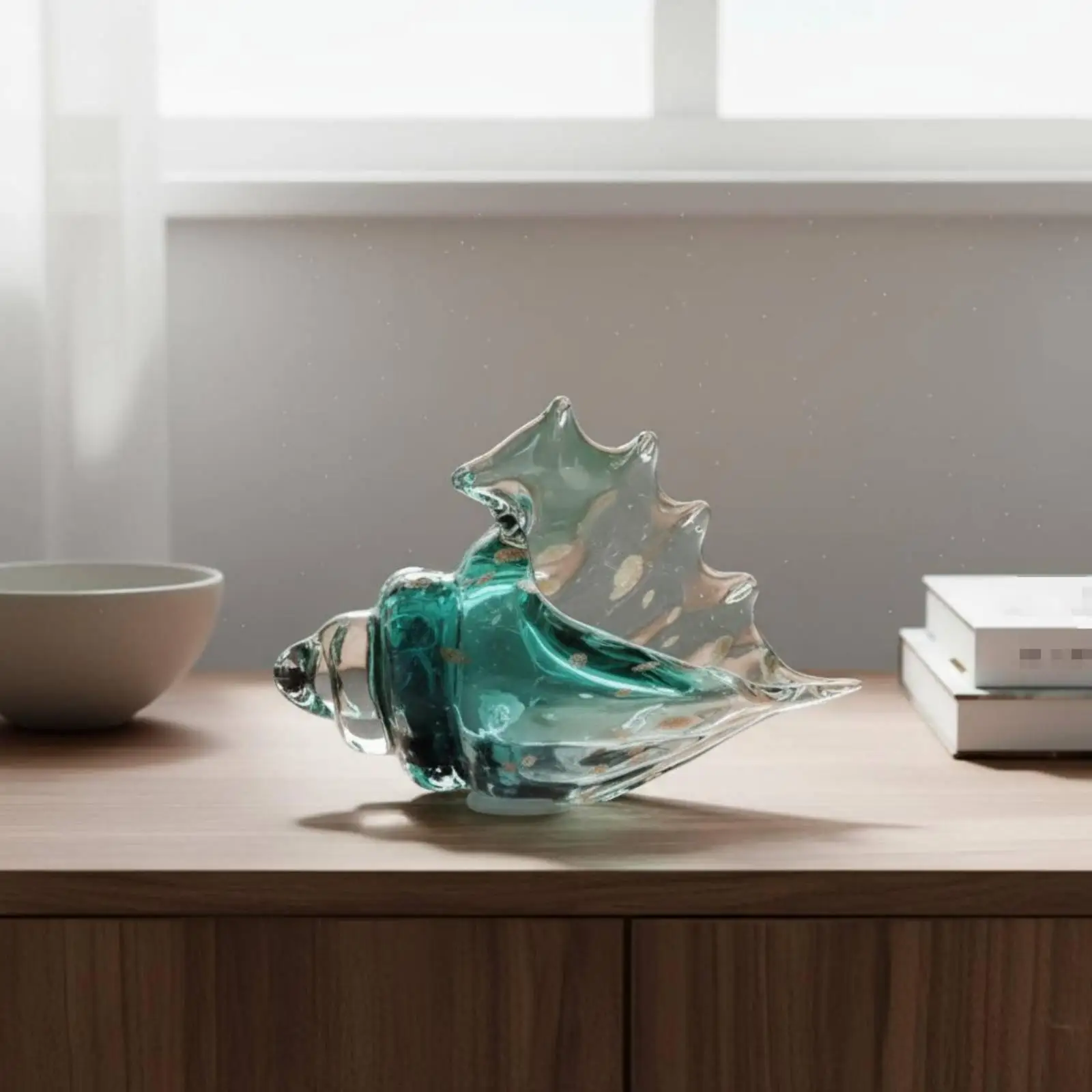 Colored Glass Conch Shell Figurine Decorative Display Piece Luxury Sculpture for Home Interior Decor Art