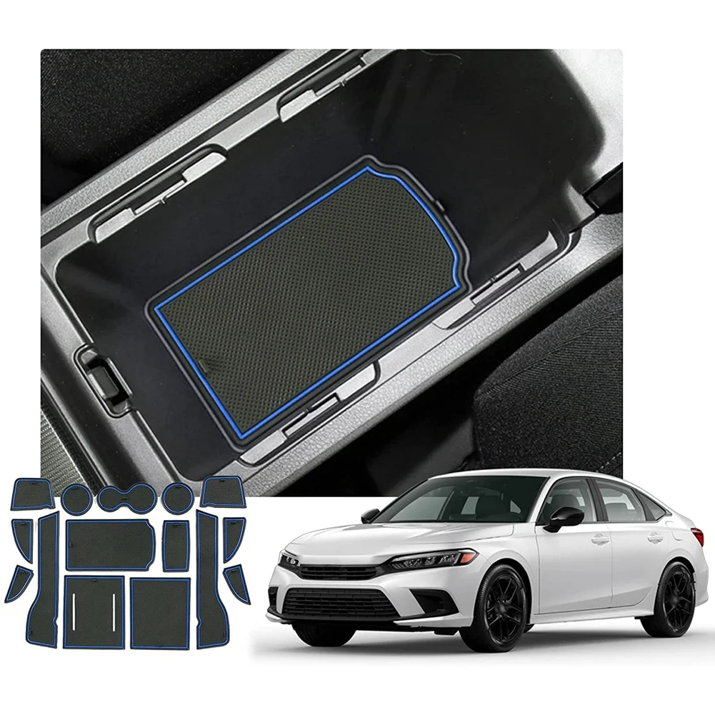 Door Slot Pad for 2022+ Honda Civic 11Th Gen Cushion Non-Slip Gate Slot Pad Cup Mat,Door Console Liner Accessories,Blue