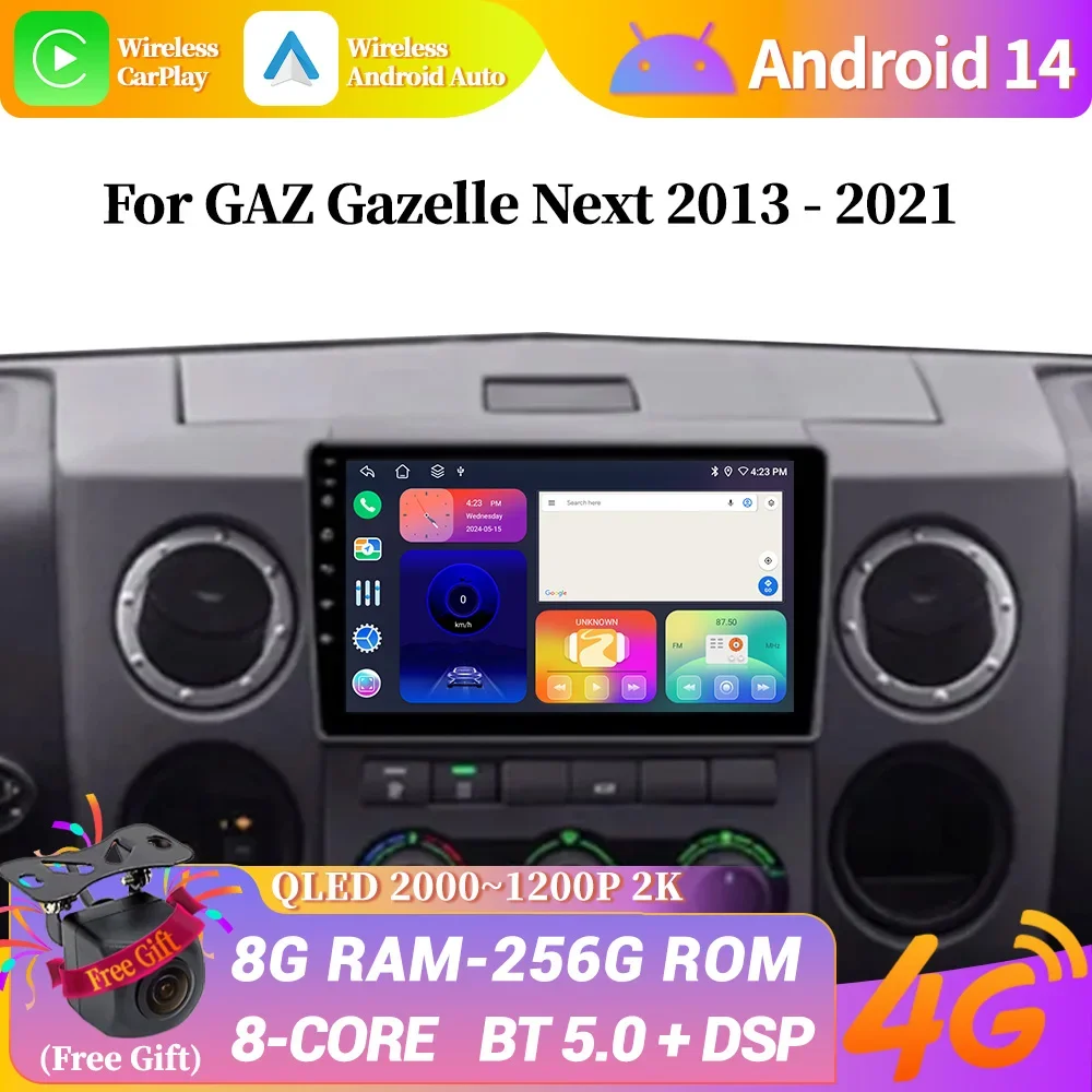 

Android 14 For GAZ Gazelle Next 2013-2021 Car Radio Wireless Bluetooth CarPlay Navigation GPS Multimedia Head Unit Touch Screen