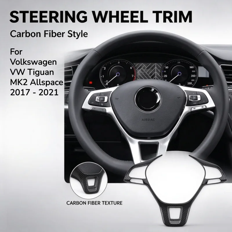 For Volkswagen VW Tiguan MK2 Allspace 2017 - 2021 Car Steering Wheel Cover Trim ABS Sequins Accessories