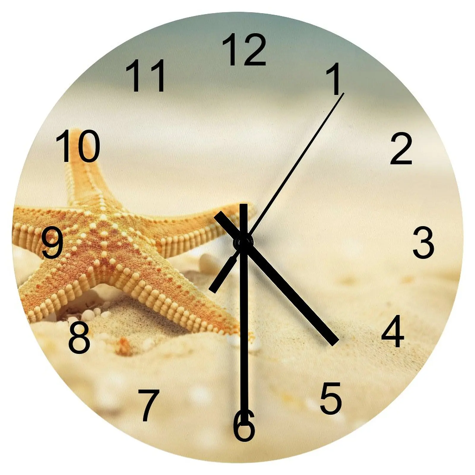 

Garage Wall Clock Beach Starfish Sea star Clocks 12 inch Silent Fashion Round Patterned Fantasy Home Decor