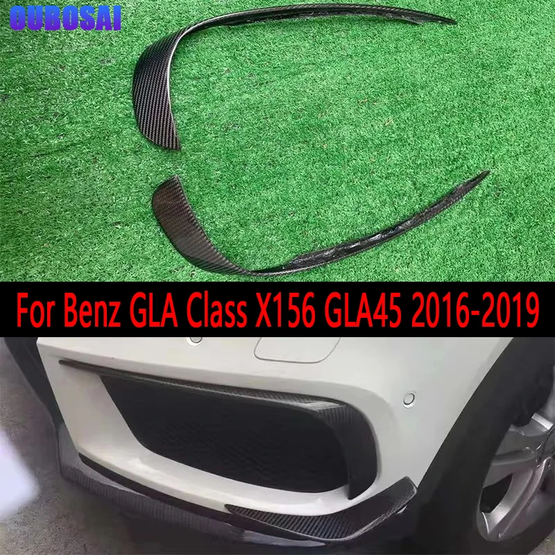 

For Mercedes Benz GLA Class X156 GLA45 2016-2019 Carbon Fiber Car Front Bumper Wind knife Splitter Spoiler Canard Air Knife