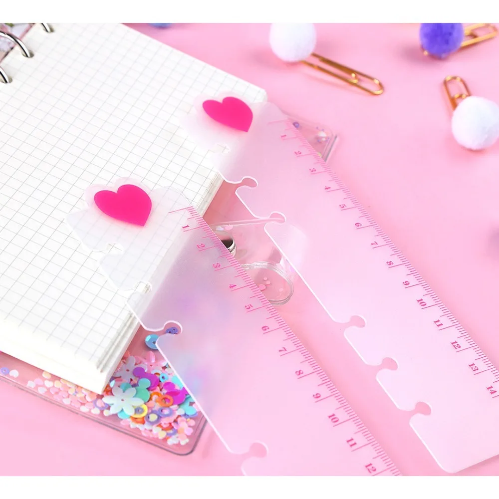 Plastics Loose Leaf Hand Ledger Ruler Clear Scale Soft Bookmark Ruler Frosted Texture Wear Resistant Measuring Ruler Student