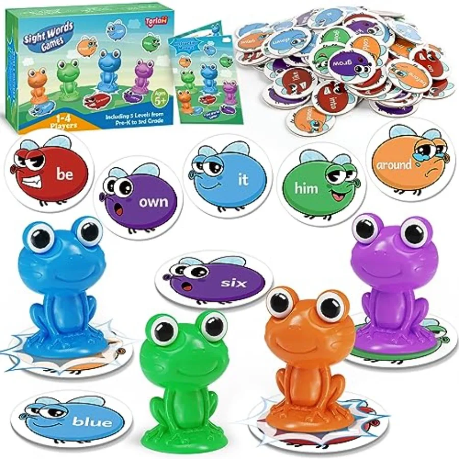

Sight Word Games Frog Site Words Educational Flash Cards Kindergarten Phonics Learning Games Toys for,Homeschool plies, Pre-K,