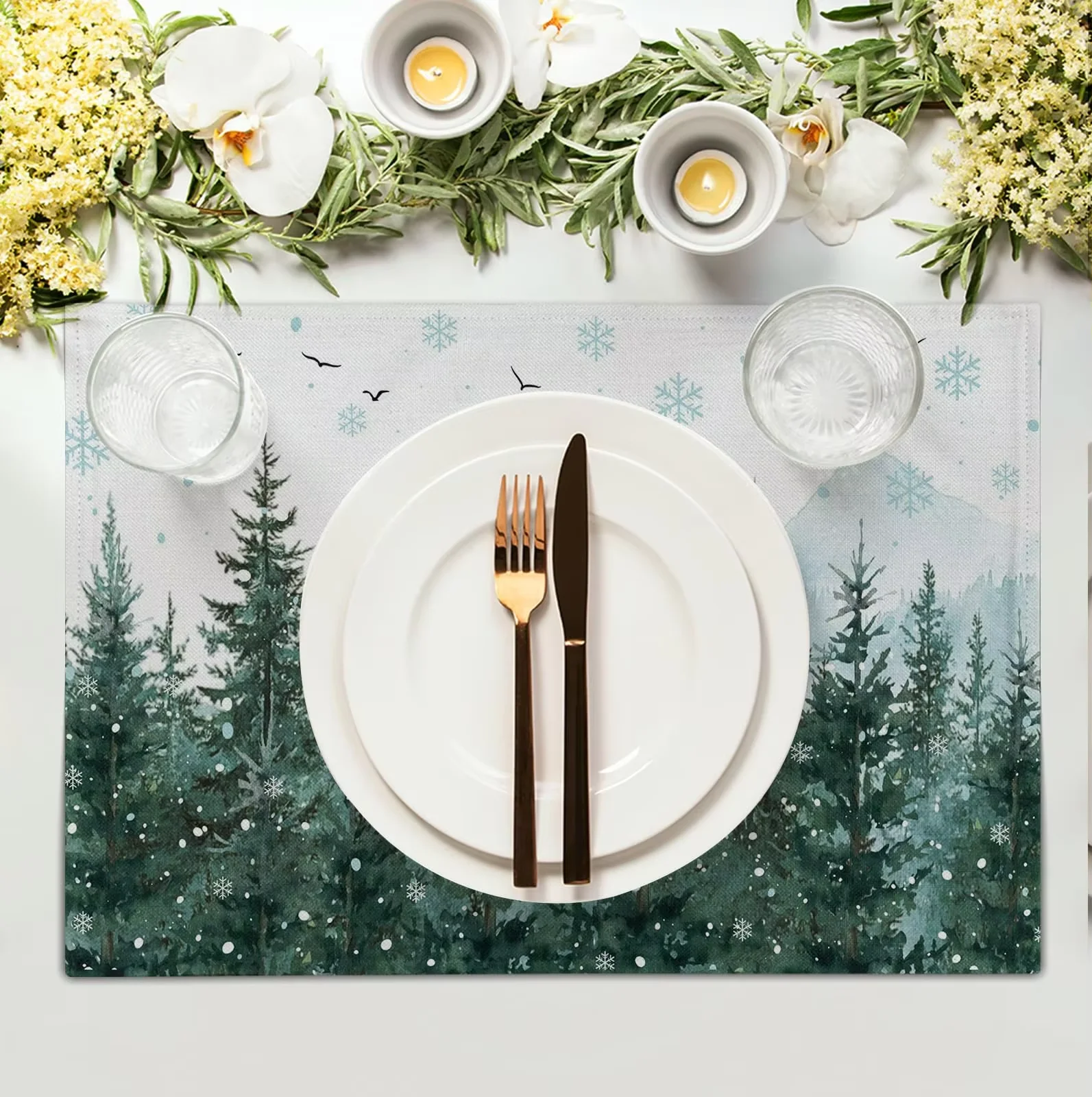 

VIKAMA Christmas Placemats: Waterproof & Stain-Resistant Table/Kitchen Mats, Coffee Mats for Xmas Dinners & Festive Decor