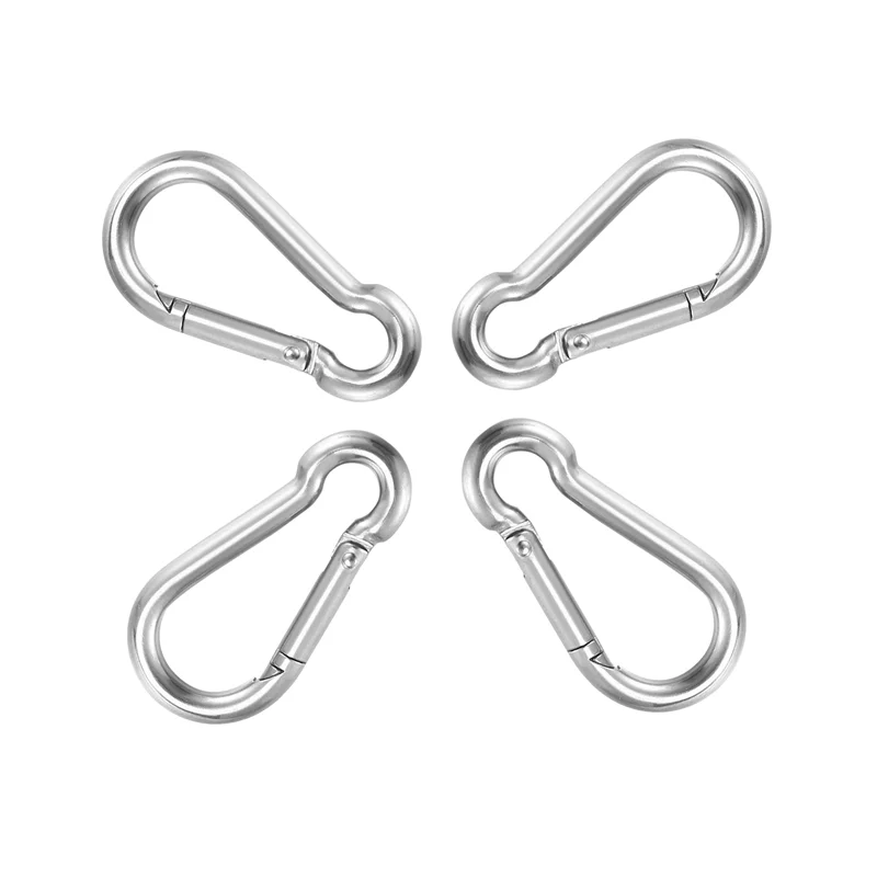 A01M-4Pcs M6 Spring Snap Hooks Heavy Duty Stainless Steel 304 Swing Set Accessories Fit For Gym,Camping,Traveling