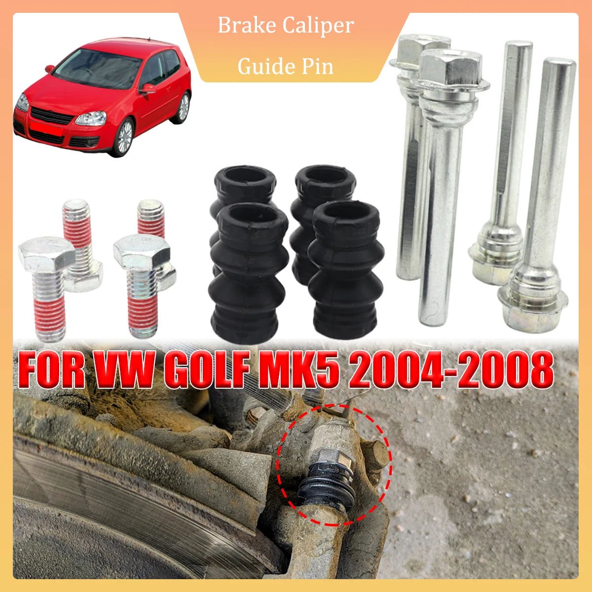 

Rear Lower Left Right Upper Brake Caliper Cylinder Slider Guide Pin For Bushing Boot Seal Rebuild Kits For VW GOLF MK5 2004-2008