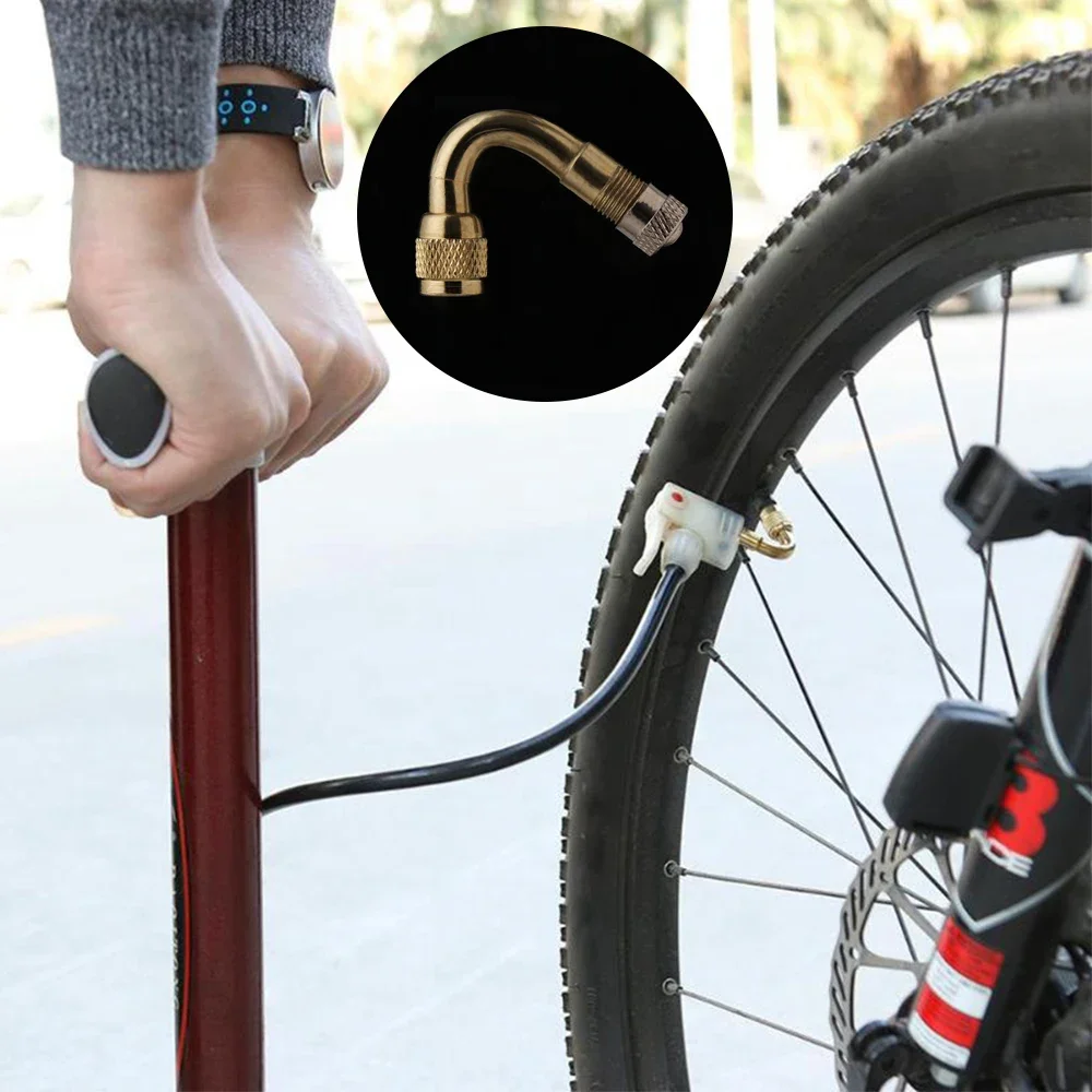 Válvulas de neumáticos de aire de 45/90/135 grados para camión, accesorios de ciclismo, adaptador, boquilla de inflado, varilla de extensión, codo, bicicletas, 1 unidad