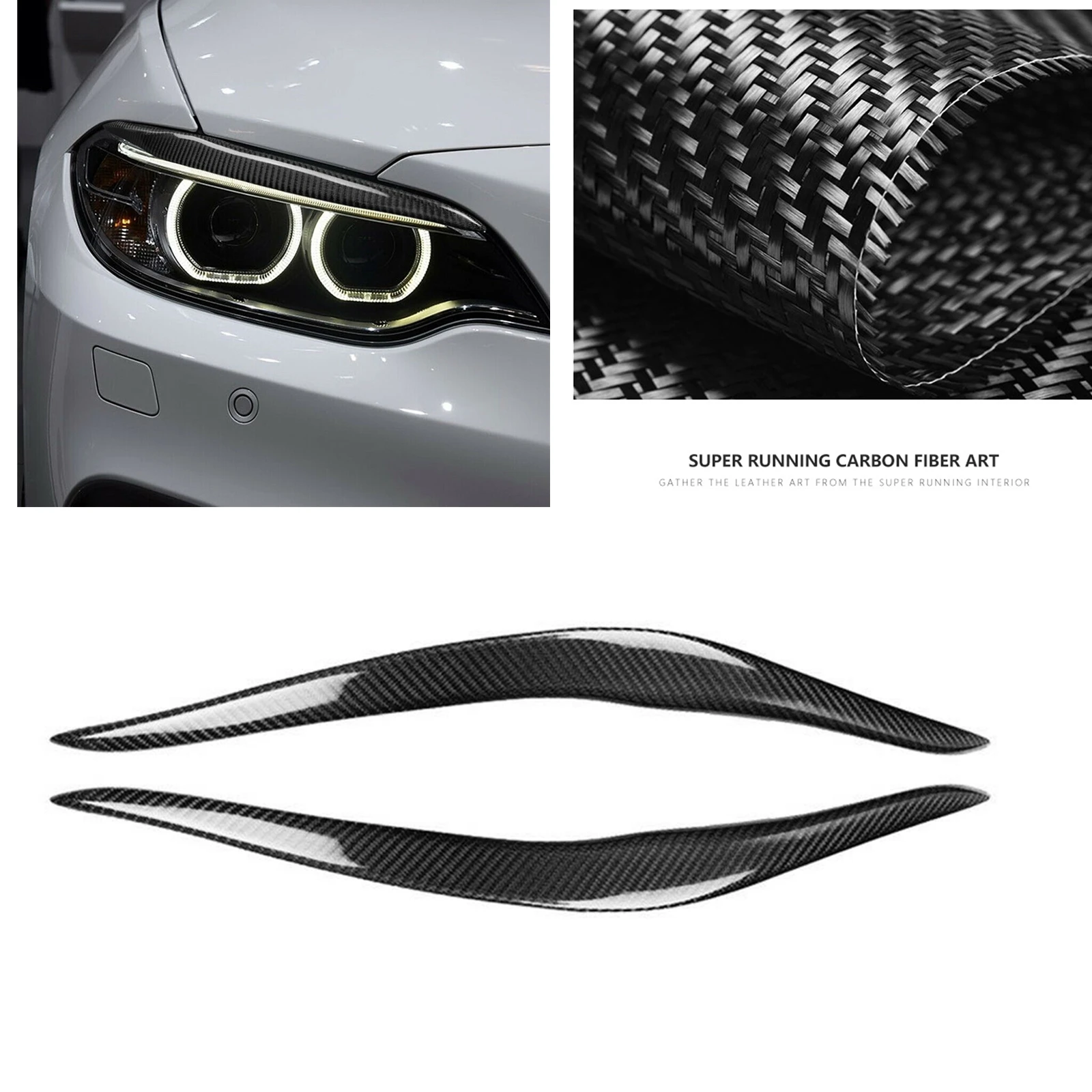 Car Headlight Eyebrow Sticker Eyelid Front Head Light Cover Brow Carbon Fiber For BMW 2 Series F22 F23 F87 M2 2014-2021