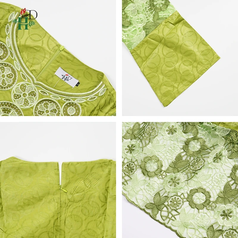 فساتين أفريقية للمرأة فساتين تقليدية فستان تركيا عباية مطرزة باللون الأخضر بازان الثراء ملابس أفريقية أنيقة فستان الحفلات #4