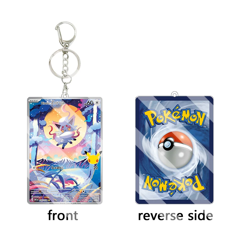 English 30th Acrylic Keychain TCG Mewtwo Ex Zekrom Cartoon Charizard Lycanroc Collection Game Cosplay Props Bag Pendant Gift view 3