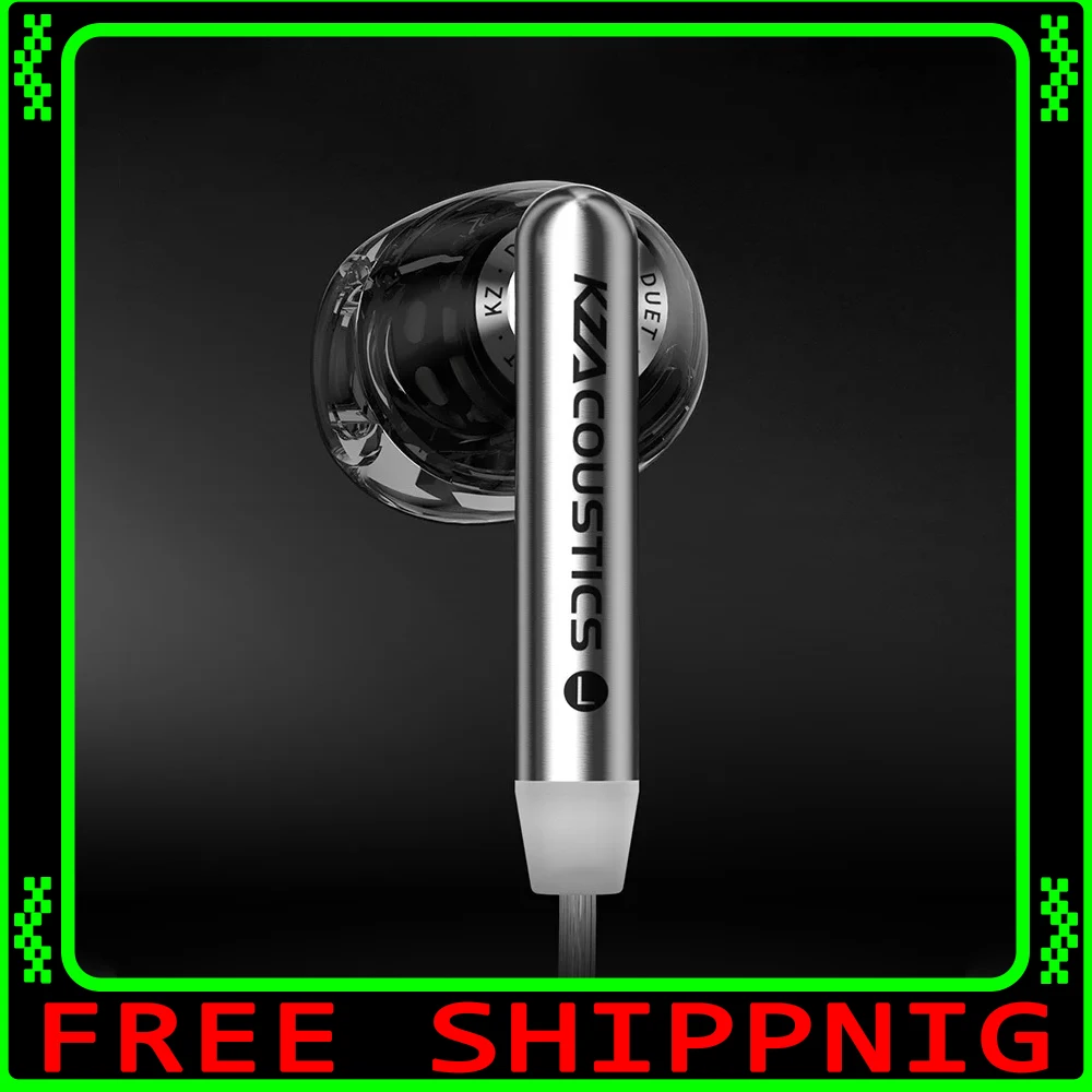 

KZ Duet Music Earphones Wired HiFi With 2DD 2 Dynamic Driver semi-in Ear Headset Monitor Ergonomics Custom Gaming Earbud Gifts