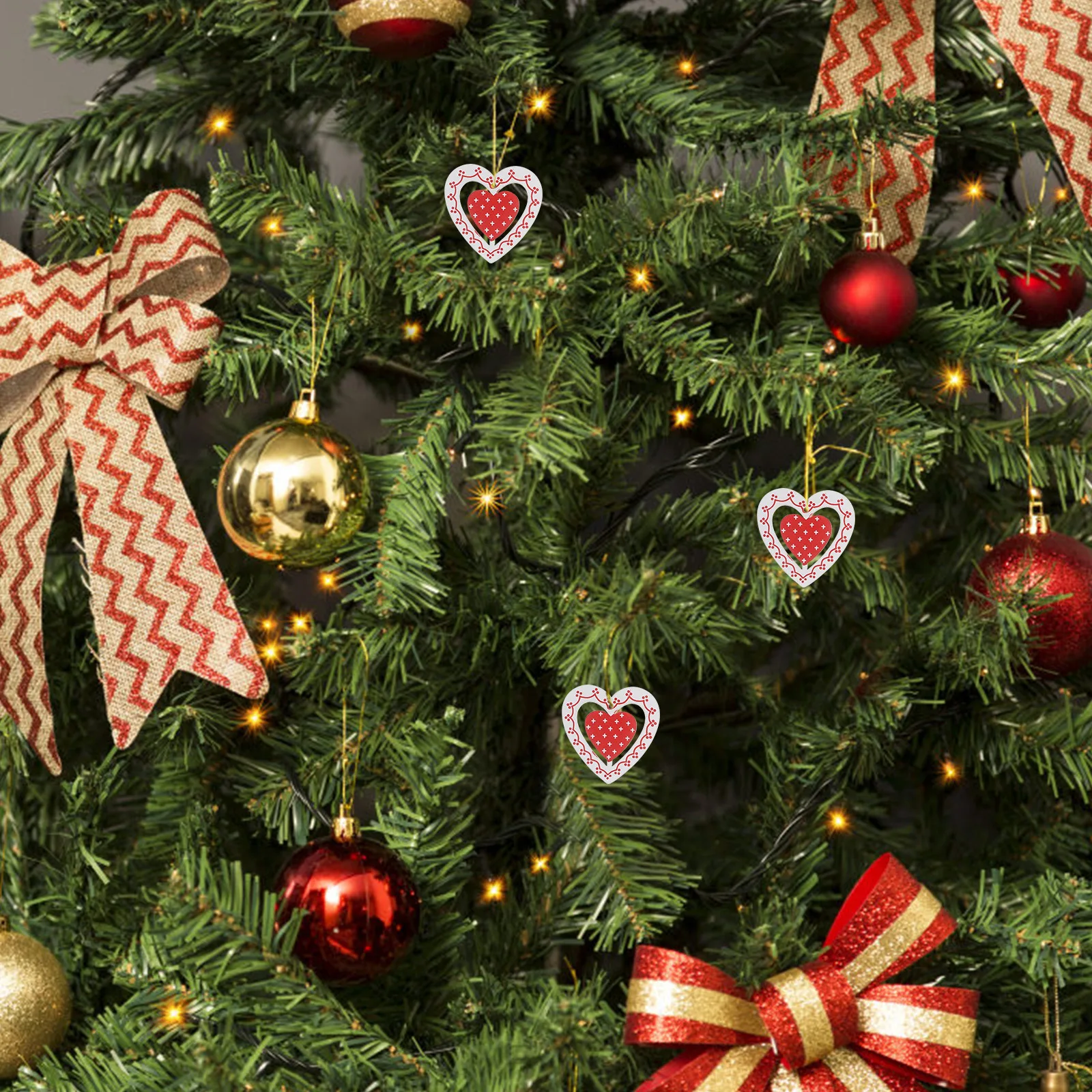 

10 Pcs Wooden Christmas Ornaments Delicate Looking Cupid Adorable Heart Bamboo Craft Decoration