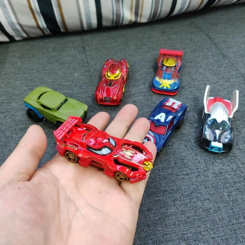 

Marvel 10pcs Set Avengers Alloy Car Action Figures Captain America Hulk Ironman Spiderman Racing Model Toy For Boy Birthday Gift