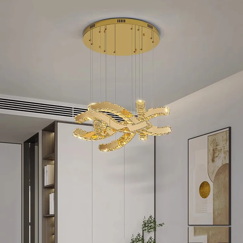 Lampadario di cristallo moderno per la decorazione della casa, lampada a sospensione per scale, lampade a sospensione per soggiorno, illuminazione