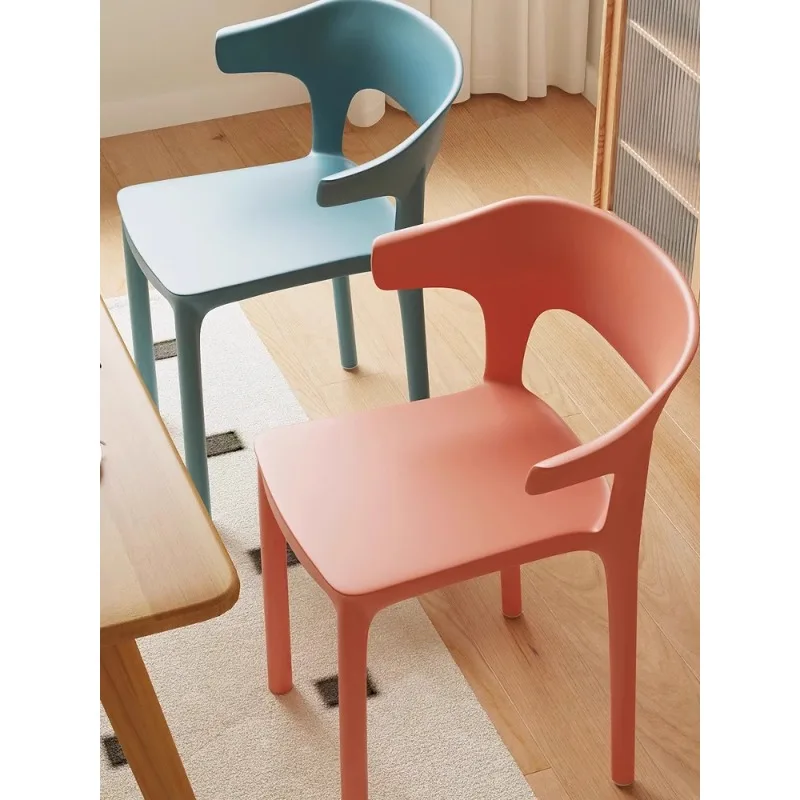 

Modern simple dining chair can be stacked backrest coffee shop plastic chair milk tea shop large stall stool