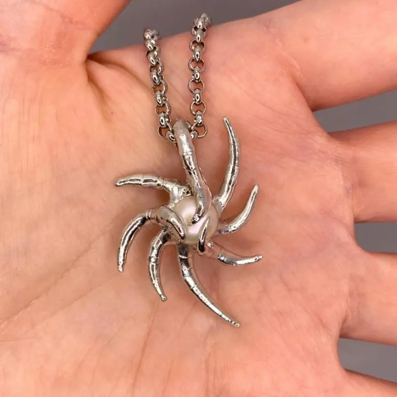 Spiky Organic Claws Bubble Claw Thorns Handmade Brutalist Y2k Necklace Stainless Steel Pearl Freshwater Pearls Jewelry