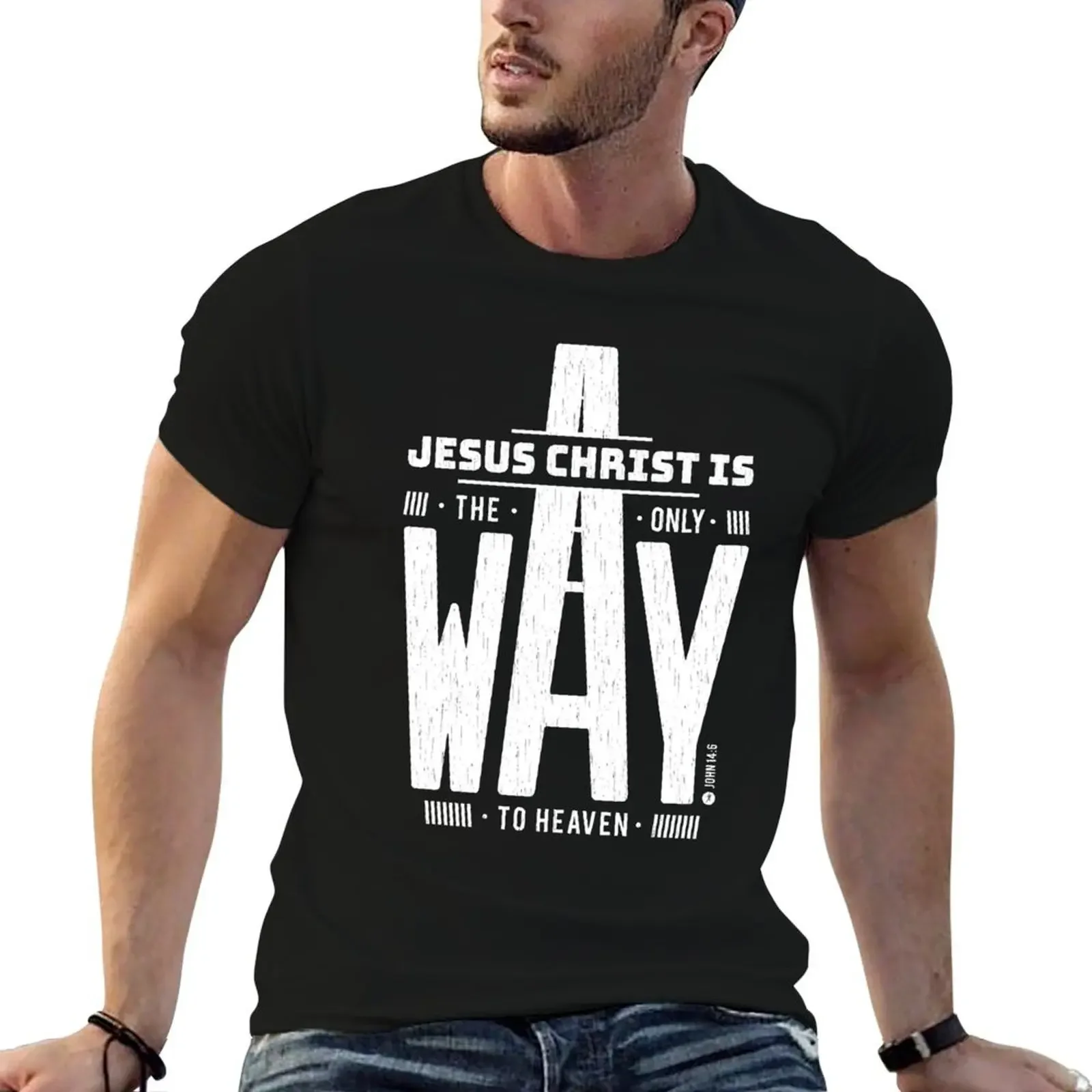 

Jesus Christ is The Only Way To Heaven John 14:6 T-Shirt blue archive blacks men clothing