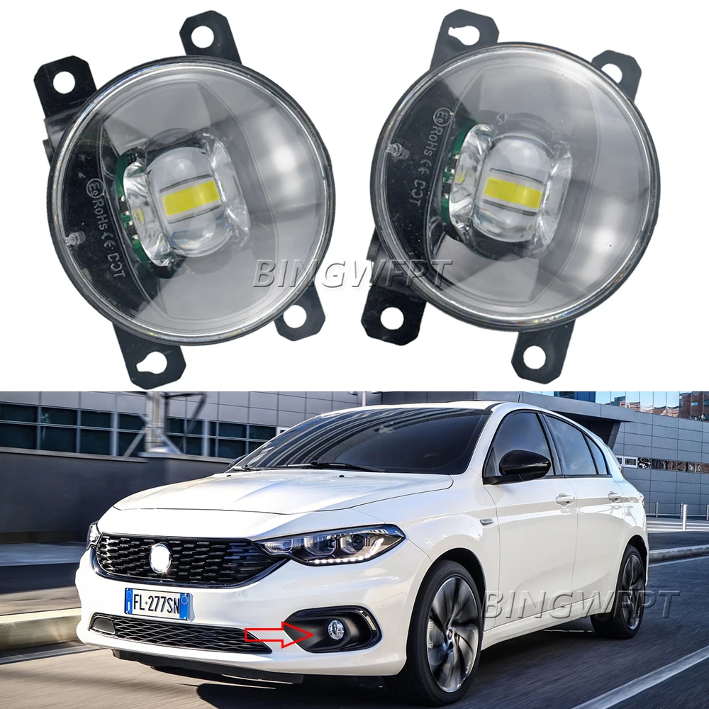 For Fiat Egea Tipo 356_Hatchback Station Wagon 2015 2016 2017 2018 2019 Led Lens Fog Lamp Assembly DRL 12V Driving Fog Lights