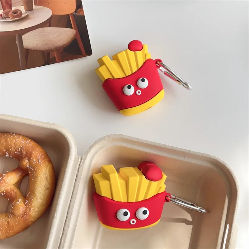 

Cartoon French Fries Case for AirPods 4 Airpod 1 2 3 Pro Pro2 Bluetooth Earbuds Charging Box Protective Earphone Case Cover