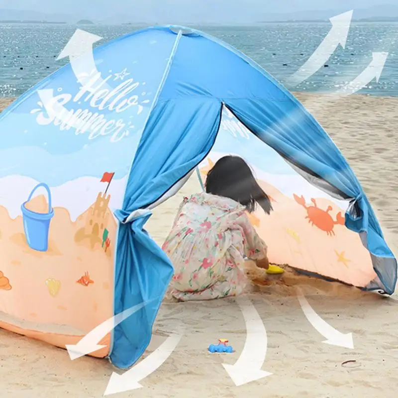 Beach Tent Sun Shelter Sun Shelter UV Protection Tent UPF 50 UV Protection Automatic Sun Shade Shelter Easy Setup Outdoor Family