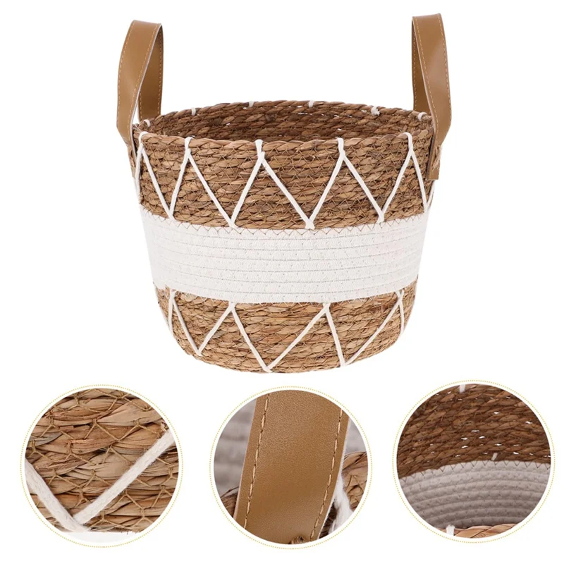 

【Flash-Deal!】1 PCS Boho Decorative Storage Basket As Shown Cattail For Living Room,Bedroom,Bathroom, For Pillows, Towels, Shoes