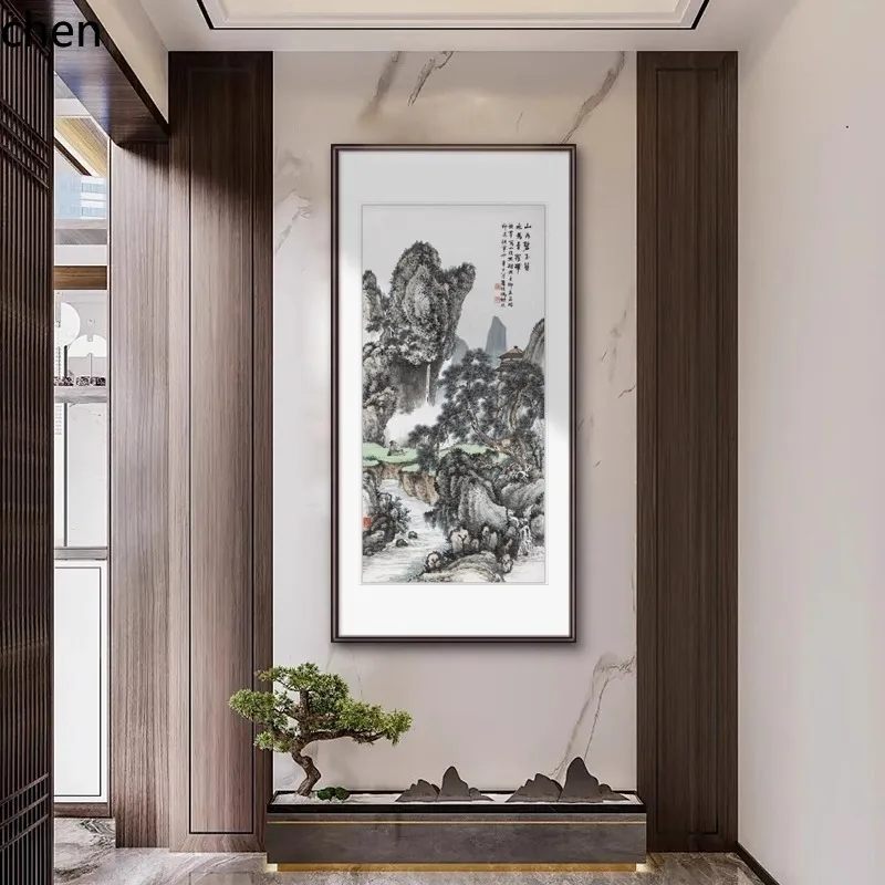 Ht  bring in wealth and treasure landscape painting entrance decoration chinese painting wall  vertical version new chinoiserie