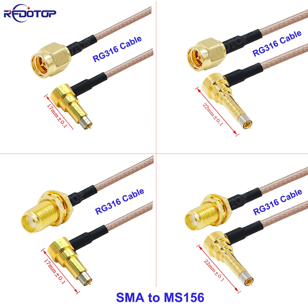 RG-316 MS156 Мужской 90-градусный разъем SMA «папа/гнездо» 50 Ом RG316 Переходник для тестирования косичек RF Коаксиальный удлинительный кабель